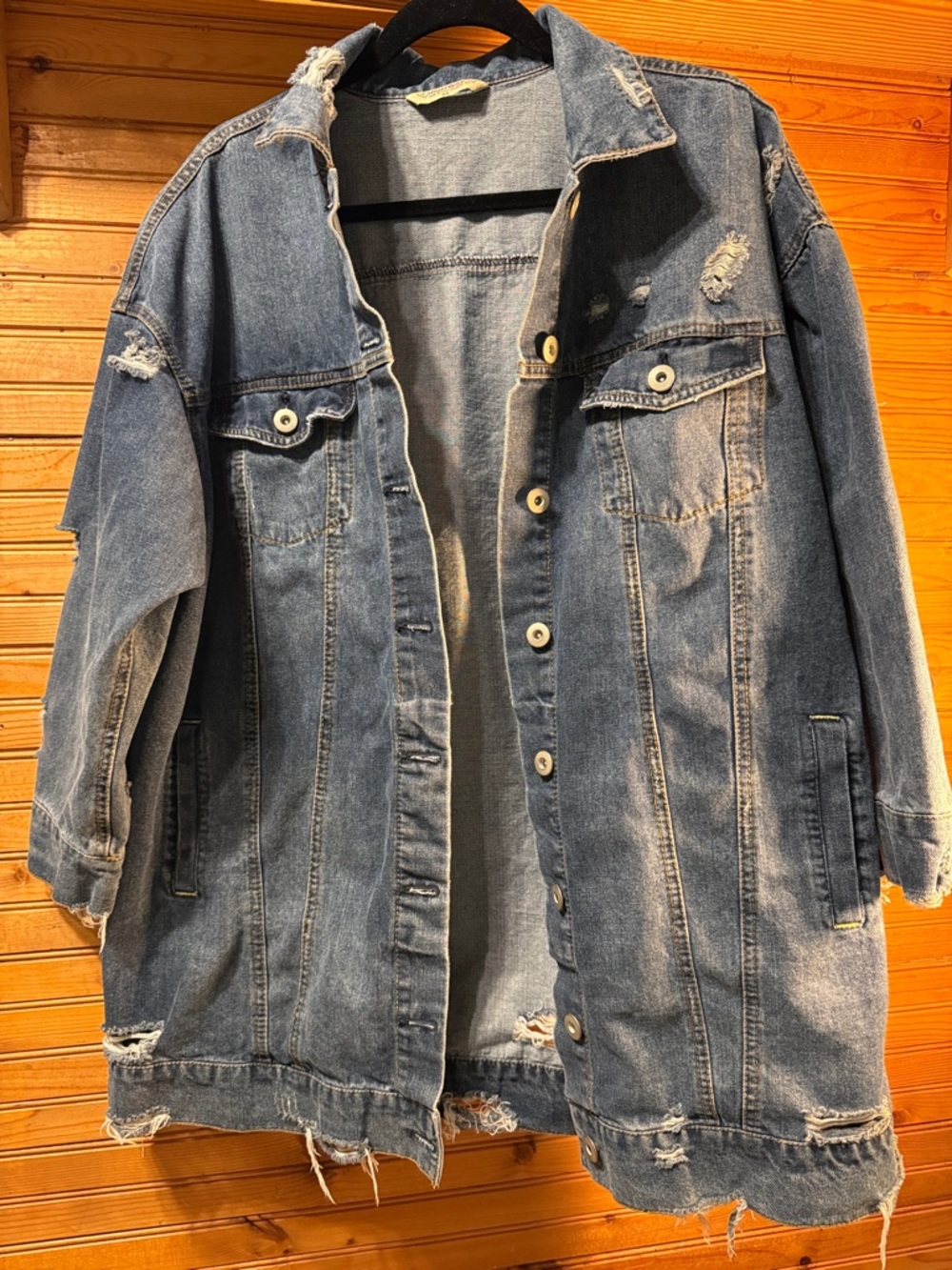 Highway Jeans destressed destroyed Blue Denim Jacket